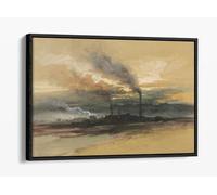 Smelting Works at Denver 1892 Thomas Moran Canvas Floater Frame Print Picture Art - Black Frame 12 inch wide x 8 inch high