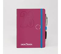 Smemoranda 2023 Red Cyclamen Weekly Diary - 12 Months with Planner - Large 13 x 18.8 cm - Home Office University - Soft Cover, Squared Pages, Elastic, Rounded Corners, Pen Included
