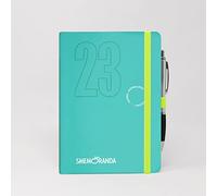 Smemoranda Daily Agenda 2023 Ice Blue - 12 Months Planner - Large 13x18.8 cm - Home Office University - Soft Cover, Squared Pages, Elastic, Rounded Corners - Pen Included