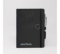 Smemoranda - Daily Diary 12 Months, January - December 2023 - Soft Cover, Checked Sheets - Large Size 13x18.8 cm - Pen Included - Black Color