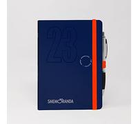 Smemoranda - Daily Diary 12 Months, January - December 2023 - Soft Cover, Checked Sheets - Large Size 13x18.8cm - Pen Included - Color Blue
