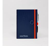 Smemoranda Daily Diary 2023 Blue - 12 Months with Planner - Medium 11.2x16.5cm - Home Office University - Hardcover, Squared Pages, Elastic, Rounded Corners - Pen Included