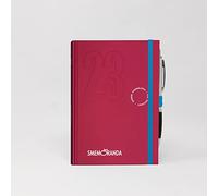 Smemoranda Daily Diary 2023 Bordeaux - 12 Months with Planner - Medium 11.2x16.5 cm - Home Office University - Hardcover, Squared Pages, Elastic, Rounded Corners - Pen Included