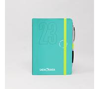 Smemoranda Daily Diary 2023 Ice Blue - 12 Months Planner - Medium 11.2 x 16.5 cm - Home Office University - Soft Cover, Squared Pages, Elastic, Rounded Corners, Pen Included
