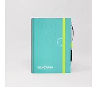 Smemoranda Daily Diary 2023 Light Blue - 12 Months Planner - Medium 11.2 x 16.5 cm - Home Office University - Hardcover, Squared Pages, Elastic, Rounded Corners - Pen Included