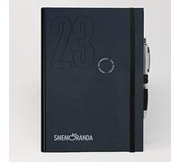 Smemoranda - Weekly Diary 12 Months, January - December 2023 - Hardcover, Checked Sheets - Extra Large Size 16.8x24 cm - Pen Included - Black Color