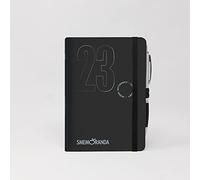 Smemoranda Weekly Diary 2023 Black - 12 Months with Planner - Medium 11.2x16.5 cm - Home Office University - Soft Cover, Square Pages, Elastic, Rounded Corners - Pen Included