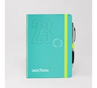 Smemoranda Weekly Diary 2023 Ice Blue - 12 Months Planner - Large 13x18.8 cm - Home Office University - Soft Cover, Square Pages, Elastic, Rounded Corners, Pen Included