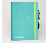 Smemoranda Weekly Diary 2023 Light Blue - 12 Months Planner - Extra Large Table 16.8 x 24 cm - For Home Office - Hardcover, Squared Pages, Elastic, Rounded Corners, Pen Included