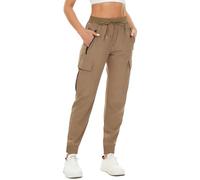 SMENG Quick Dry Trousers Women Elasticated Cuffs Women's Activewear Sets Activity Hiking Gear Athletic Khaki Cargo Pants Styles Baggy Sweatpant Khaki Size L(UK14-16)