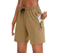 SMENG Shorts Womens Summer Clothes with Pockets Middle Waisted Womens Shorts Perfect for Hot Weather Cargo Womens Shorts Khaki Size 14-16 UK