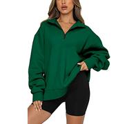 SMENG Sweatshirts For Women Uk Office Sweat Shirts Ladies Party Aesthetic Womens Thermal Tops Teenage 1/4 Zip Pullover Working Women Top Green Size M(uk14-16)