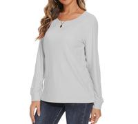 SMENG Thermal Underwear Womens Classic Plain Blouses for Women UK Cozies Womens Long Sleeve Running Top Generic Ladies Skins Nightdress Grey Size XL(18-20)