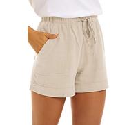 SMENG Women Shorts Women's Running Short Ladies Sports Cotton Short Womens Summer Clothes for Women UK The Woman Lounge Shorts Beige Size XL