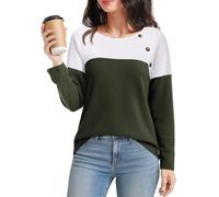 SMENG Women's Jumpers Fall Crewneck Sweatshirt Colorblock Striped Fashion Casual Soft Pullover Baggy Jumpers Green M