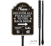Smeryl Please Deliver All Packages To The Back Door Sign with Arrow Right, 12" x 8" Delivery Signs for Packages with 34.6" Stake for Lawn, Rust-Free Aluminum, Weatherproof, Easy to Install, 1 Pack