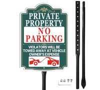 Smeryl Private Property No Parking Violators Will Be Towed Sign with Stake