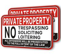 Smeryl Private Property - No Soliciting, Loitering, Trespassing - All Offenders Prosecuted Signs, 18" x 12" No Trespassing Signs Private Property, Rust-Free Aluminum, Weatherproof, Easy to Install, 2