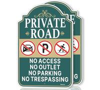 Smeryl Private Road - No Access No Outlet No Parking No Trespassing Signs, 18" x 12" Private Road No Trespassing Signs, Rust-Free Aluminum, Weatherproof, Easy to Install, 2 Pack