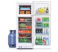 SMETA 265L 2-Way Gas Fridge Freezer, Dual Power 240V/Propane Camping Fridge | Refrigeration 59L + Freezer 206L, Reversible Door, Garage, Campervan,Caravan, RV, and Motorhome, White