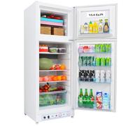 SMETA 275L 2-Way Propane Fridge Freezer, Dual Power 240V/LP Gas Camping Refrigerator for Garage, Campervan,Caravan, RV, and Motorhome, White