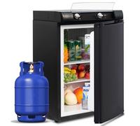 SMETA Gas Fridge, 3 Way Fridge Camping 60L for Campervan, Caravan, Truck, Motorhome, RV, 12V/240V/Gas, Super Quiet, Absorption, Reversible Door, 0℃-10℃, Black