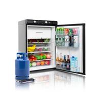 SMETA Gas Fridge Freezer 100L, 3 Way Camping 12V/240V/LPG Quiet Fridge | for Caravan, Campervan, Garage, Motorhome, Glamping Pod, 100L(85L Refrigeration+15L Freezing), Black