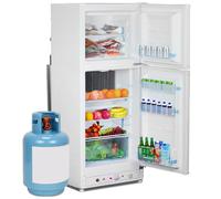 SMETA Gas Fridge Freezer 185L, 2-Way 240V/Propane for Caravan, Campervan, Garage, Motorhome - White, 46L Freezer + 129L Fridge