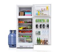 SMETA Gas Fridge Freezer 380L, 2 Way 240V Propane Refrigerator, 93L Freezer&287L Fridge Large Capacity Camping Refrigerator for Off-Grid RVs, Outdoor Camping, Caravans, Garages, Motorhome, White