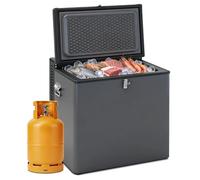 SMETA Gas Fridge Freezer 70L, 3 Way Fridge Freezer 12V/240V/Propane Gas for Campervan, Caravan, Garage, Motorhome, -13℃~0℃, No Noise, Black