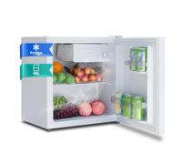 SMETA Mini Counter Fridge 48L, Small Table Top Drinks Fridge 220-240V | Reversible Door & Chiller Box, 6-Level Adjustable Thermostat, 39 dB - Perfect for Office& Bedroom, Energy Efficient, White