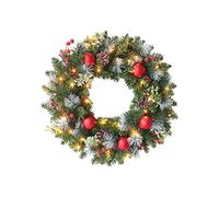 SMEXXY Christmas Wreath with Lights,19.7 Inch 40 LED Pre-Lit Christmas Wreath for Front Door,Xmas Wreaths with Lights Holiday Outdoor Decorations