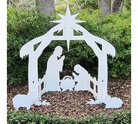 SMEXXY Holy Night Outdoor Christmas Nativity Set, White Plastic Nativity Set, Christmas Decoration, 19.6 x 17.3 x 10.6 Inch