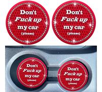 Smeyta Car Cup Coaster 2 Pack,Bling Car Accessories Interior,Universal Car Cup Holder,Don't Fuck The Car Coaster for Car/SUV/Truck(Red,2PC)