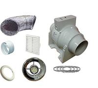 SMF100T Timer Light Inline Extractor Kit 4" 100mm Back Draught Shutter LED Bathroom Loft Fan
