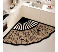 SMGCEHC 2-Pack Corner Kitchen Rug, Washable Fan-Shaped Corner Rugs with Rubber Backing, Retro Chinese Style Corner Areas Rug for Kitchen Bathroom and Bedroom(Black C,80CM/31.5IN)