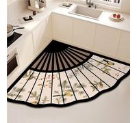SMGCEHC 2-Pack Corner Kitchen Rug, Washable Fan-Shaped Corner Rugs with Rubber Backing, Retro Chinese Style Corner Areas Rug for Kitchen Bathroom and Bedroom(Black A,80CM/31.5IN)