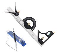 Smgda 12 inch / 300 mm Stainless Steel Multi-Function Combination Square Ruler for Woodworking/Construction/Drafting with Carpenter Pencils, Refills, Adjustable & Sliding 90 Degree Angle Ruler Kit