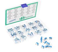 Smgda 15 Values 150 pcs 100 Ohm- 2M Ohm Variable Resistor 6mm Multiturn Trimmer Potentiometer Assortment Kit with Clear Plastic Storage Box