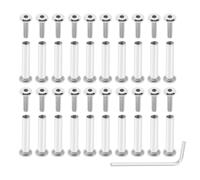Smgda 20pcs M4*16mm Hex Drive Socket Head Cap Bolts Screws Kit, 304 Stainless Steel Barrel Nuts and Bolts Binding Screws for Leather Belt Buckle, Bags, Cupboard with Allen Wrench, Silver Screw Rivets