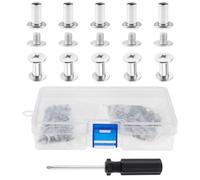 Smgda 50 sets/pack 304 Stainless Steel Cross Barrel Nuts and Bolts Binding Screws for Leather Belt Buckle/Bags/Cupboard with Cross Screwdriver, Silver Screw Rivets (M4x10)