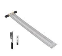 Smgda Precision Marking T-Ruler, Stainless Steel T Square, Woodworking Scribing Marking Tools with Mechanical Pencil & 0.5mm Refill, Scribing Line Ruler for Carpenters, Designers (400mm/16in)