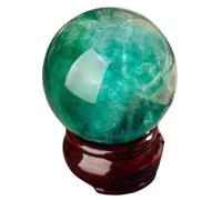 SMGLRUEAT 2.75"(7cm), Polished Green Fluorite Crystal Ball, Decorative Sphere with Stand, Feng Shui Stone Gemstone Witchcraft Home Decor