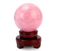 SMGLRUEAT Beautiful Crystal Ball, Rose Quartz Sphere,Home Office Decor Gift with Stand,Tabletop Xmas Party Ornament,7cm