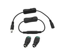SMGLRUEAT Black Inline 304 Switch ON OFF Male to Female Cable Switch 5.5x2.1mm DC 12V Power Jack Socket Connector For DIY LED Light Strip
