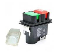 SMGLRUEAT Emergency Stop Switch Waterproof Magnetic Push Button Switch for Bench Saw Drill Lathes, KJD17B 220V 16A 4 Pins 2HP