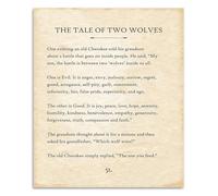 SMGLRUEAT Folk Tale Wisdom Poster, The Tale of Two Wolves Wall Art, Inspirational Print for Mindfulness, Meditation Space, Home Library Decor(Unframed,12x18inch(30x45cm))