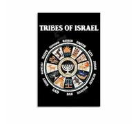SMGLRUEAT Historical Chart: The 12 Tribes of Israel - Biblical Genealogy & Territory Map, Educational Wall Art Print for Academic Study, Theology Library & Research(Framed,08x12inch(20x30cm))