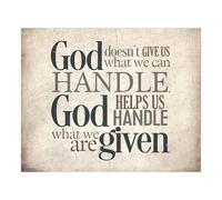 SMGLRUEAT Inspirational Typographic Wall Art, God Helps Handle What We Are Given on Modern Parchment, Christian Quote Print for Living Room, Study or Chapel(Framed,08x12inch(20x30cm))