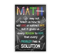 SMGLRUEAT Math Motivational Poster - “There's Always a Solution” Growth Mindset Wall Art, Inspirational Decor for Math Classroom, Teacher Office or Study Room(Framed,16x24inch(40x60cm))